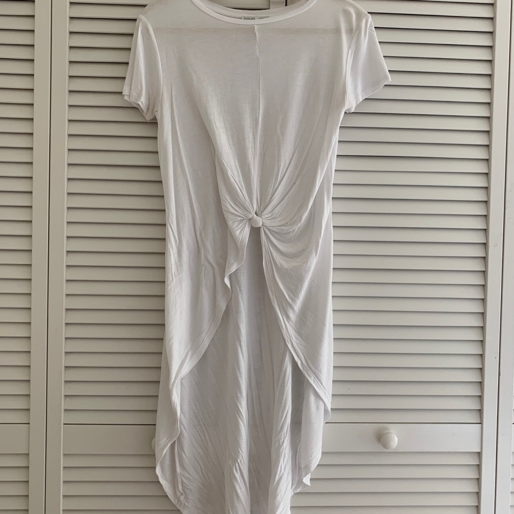 Zara white high-low short-sleeved t-shirt
